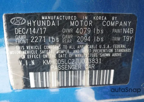2018 Hyundai Ioniq Hybrid Limited from USA, damaged, VIN KMHC05LC2JU073831